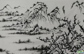 秃笔线描山水，感受笔触的写意性及苍老、苍辣之美