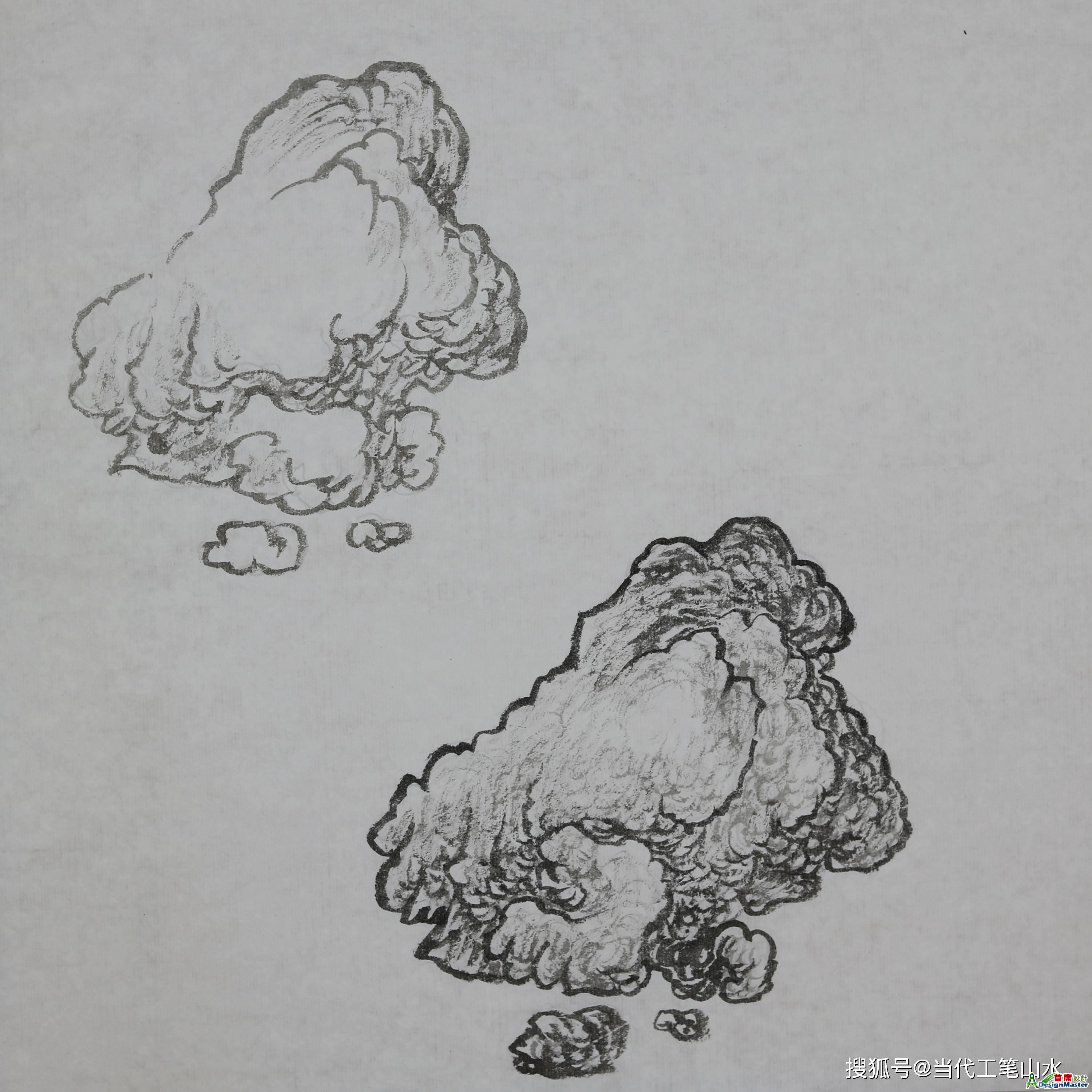 三十年画龄的画家示范，工笔山水怎么皴！（三）